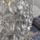 Set of two vintage electrified glass pendant lamps
