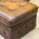 Brown leather chesterfield wing chair with Ottoman