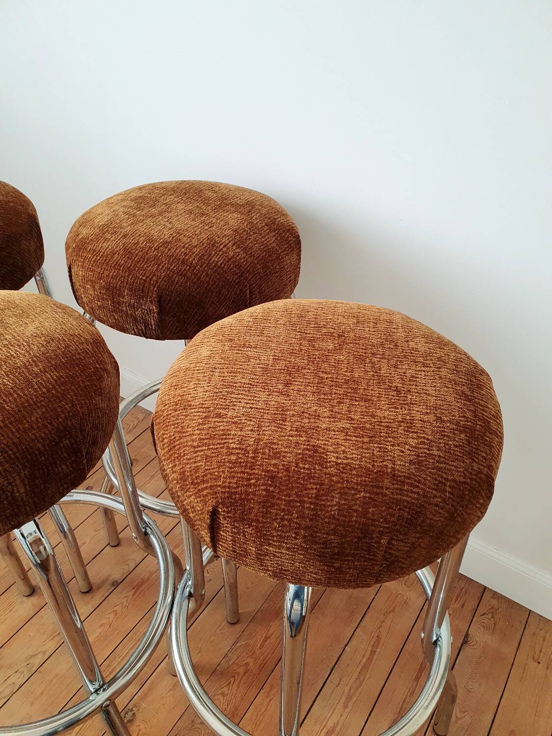 4 Tabourets de bar chromé vintage