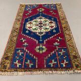 Small Vintage Turkish Rug 92x55 cm, Short Runner, Tribal, Shabby, Mini Carpet