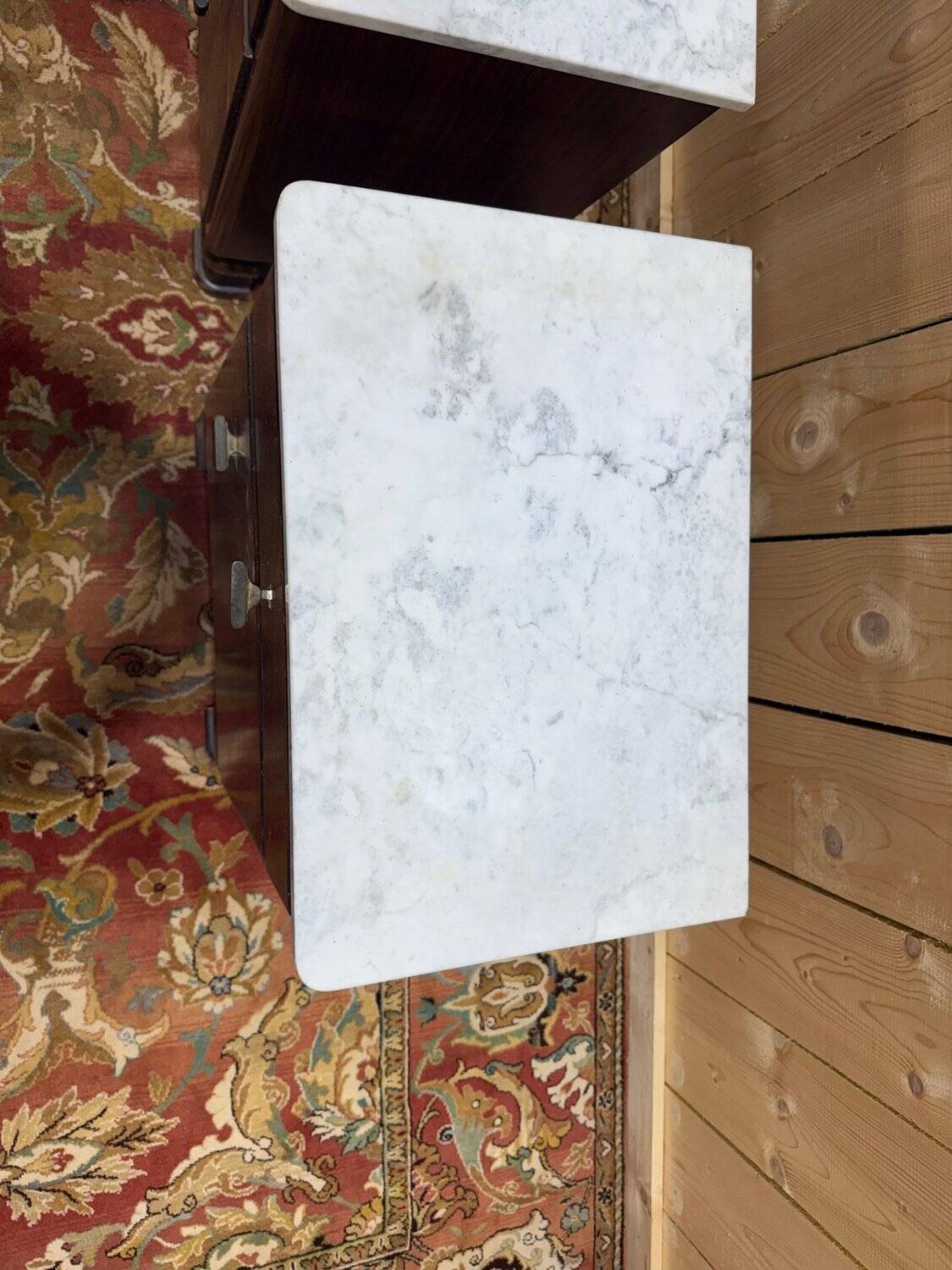 Art Deco bedside tables – Rosewood, Carrara marble & Brass – Year