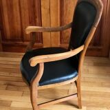 Wood and leather armchair