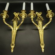 Pair of large sconces with Louis XVI style knots, late 19th century - bronze