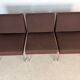 3 vintage armchairs – brown fabric & chrome base