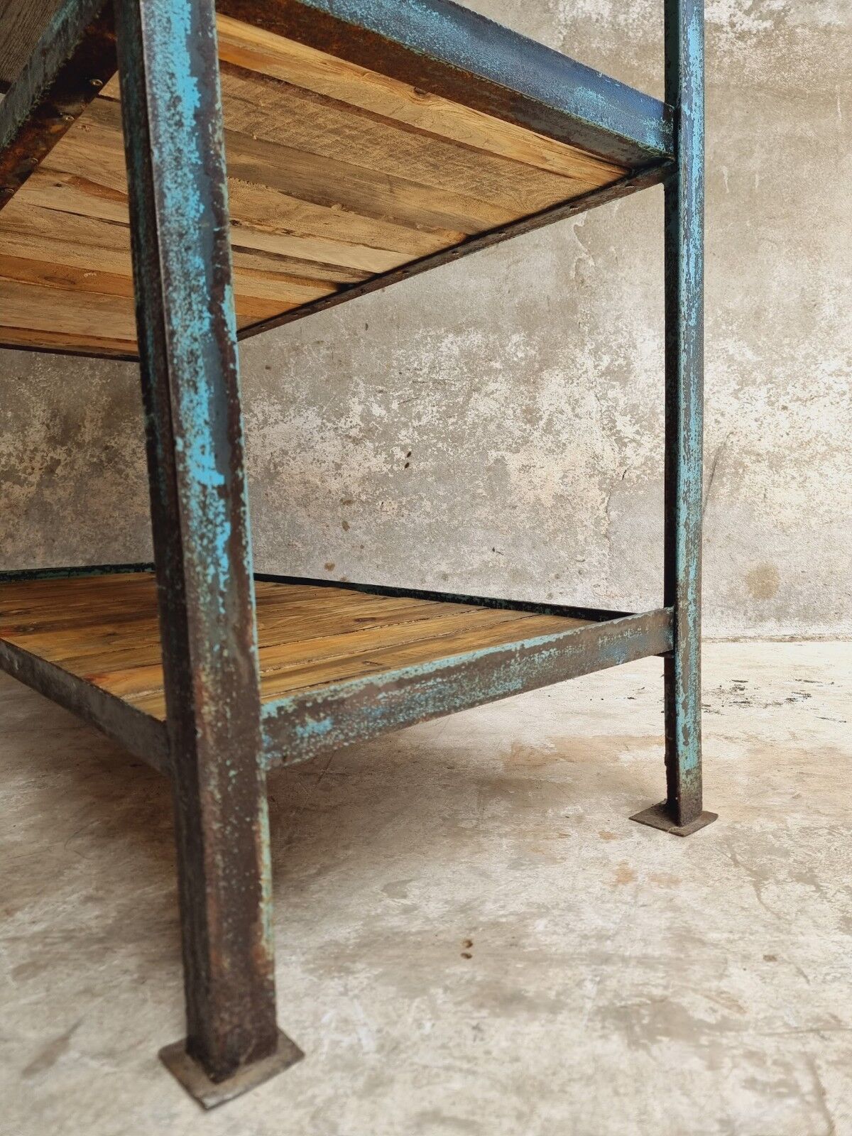 Industrial shelving unit sidetable kitchen rack pastel blue