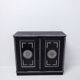 Cabinet en bois antique peint en noir et avec des décorations peintes en blanc incisé, Ettore Zaccari, Italie c 1910