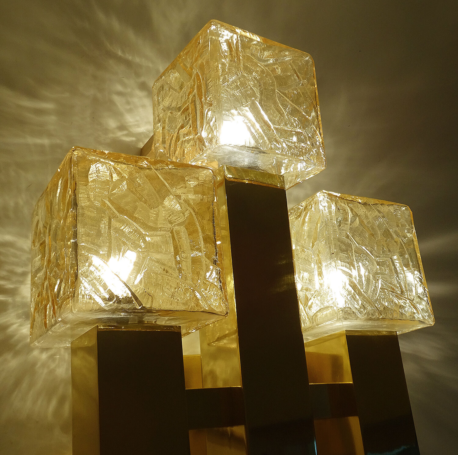 Vintage wall lamp Kalmar Austria, brass glass, 60s