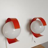 Paire d'appliques space age orange