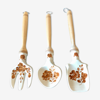 Set of 3 decorative handmade kitchen utensils earthenware from Wloclawek Poland