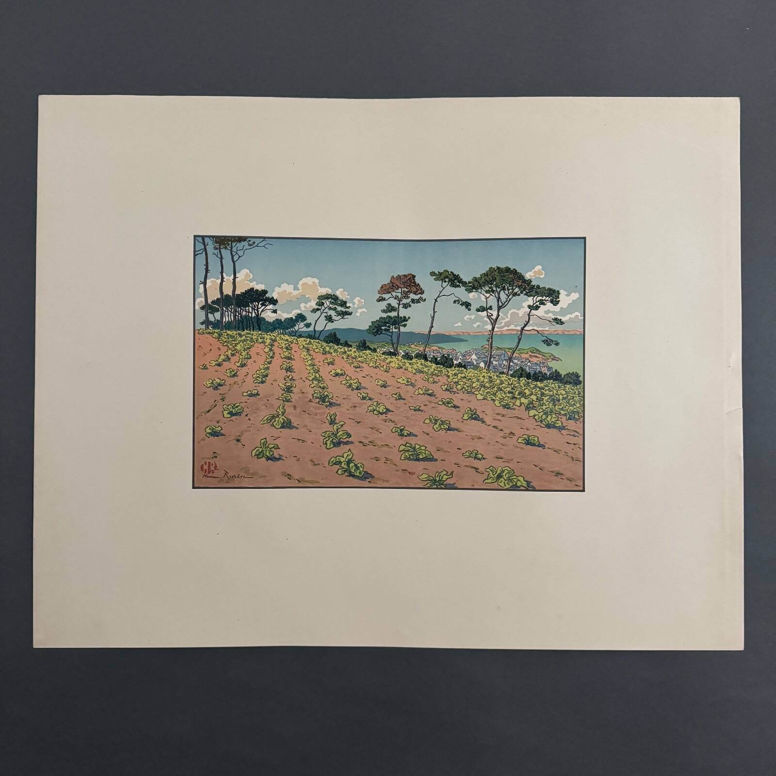 Lithograph by Henri Rivière Douarnenez seen from the Ris