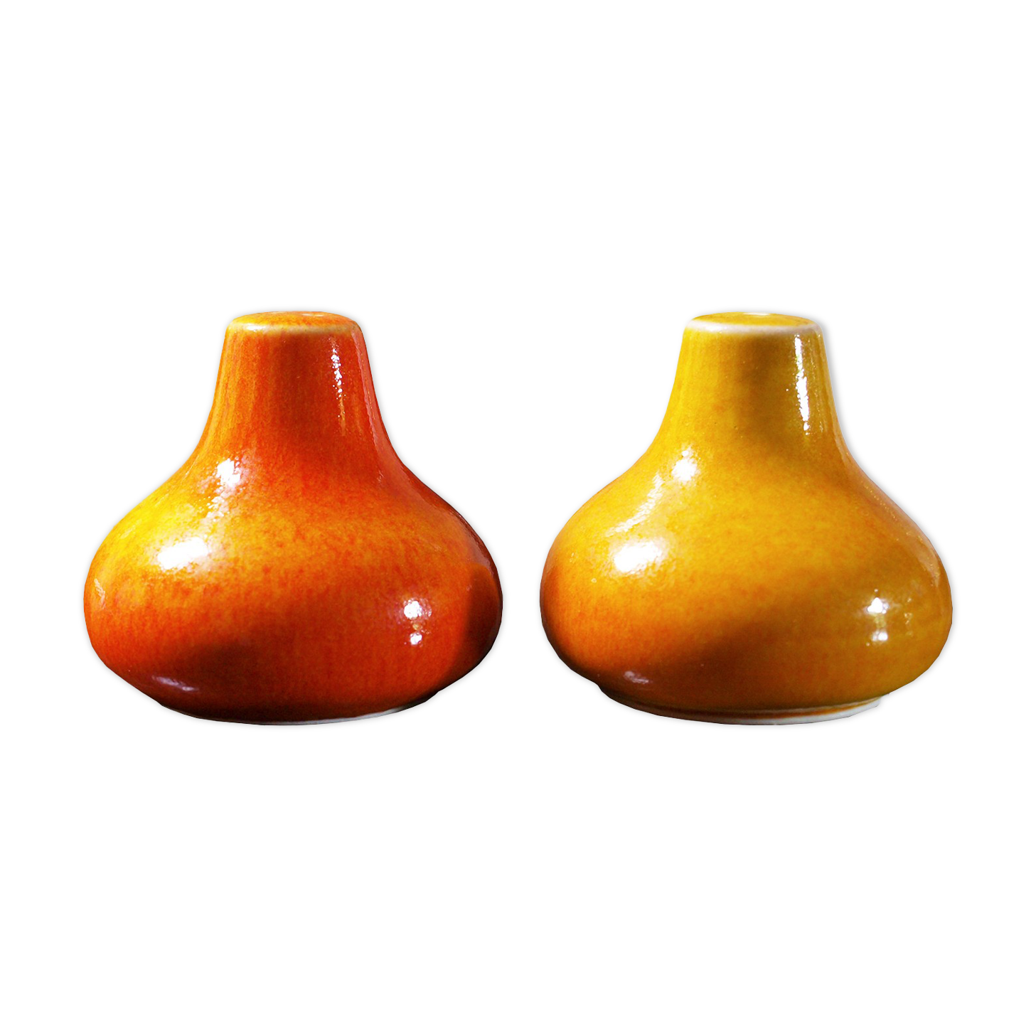 Salt and pepper in orange ceramic, 60s