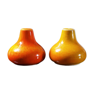 Salt and pepper in orange ceramic, 60s