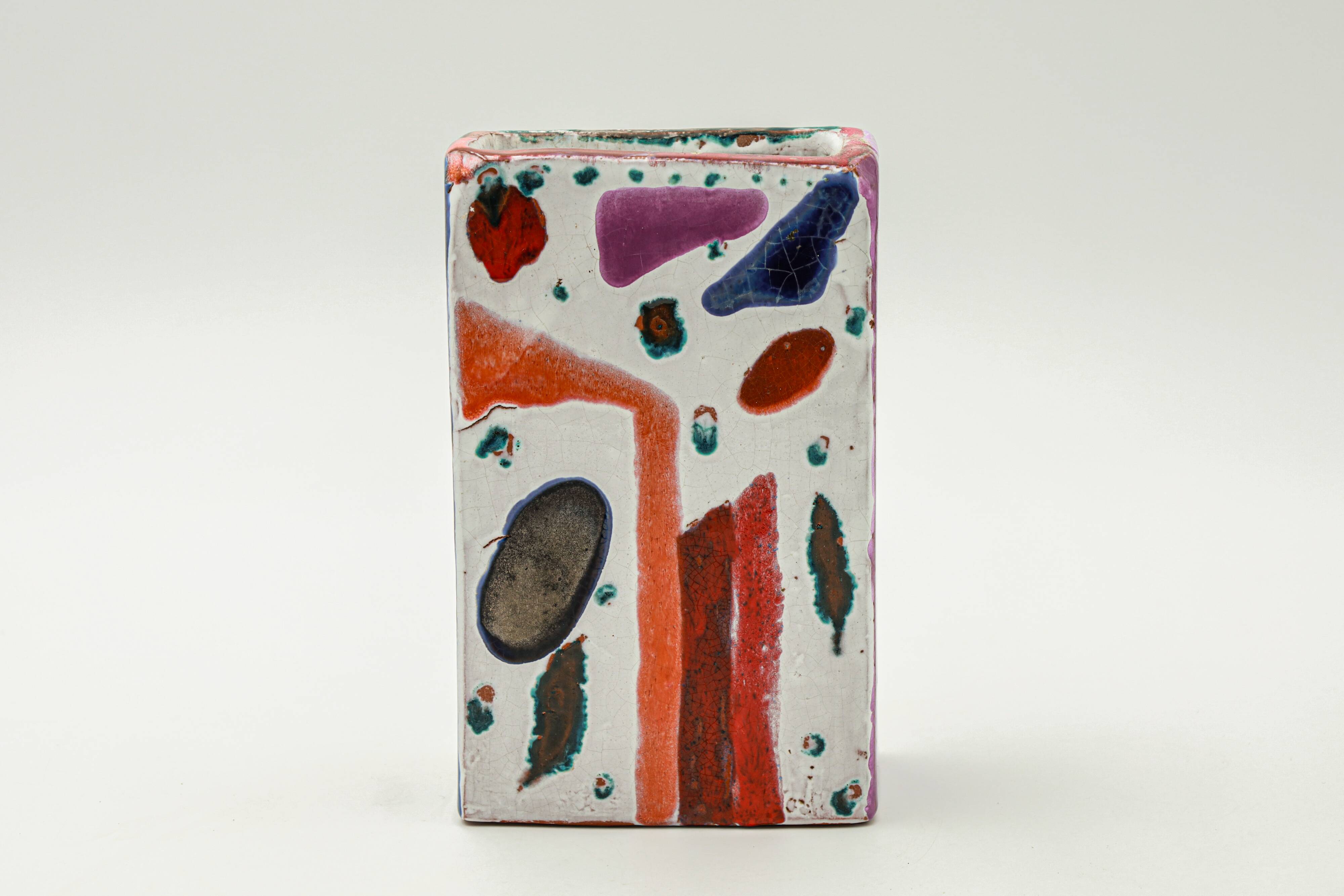 Vintage vase glazed terracotta abstract art