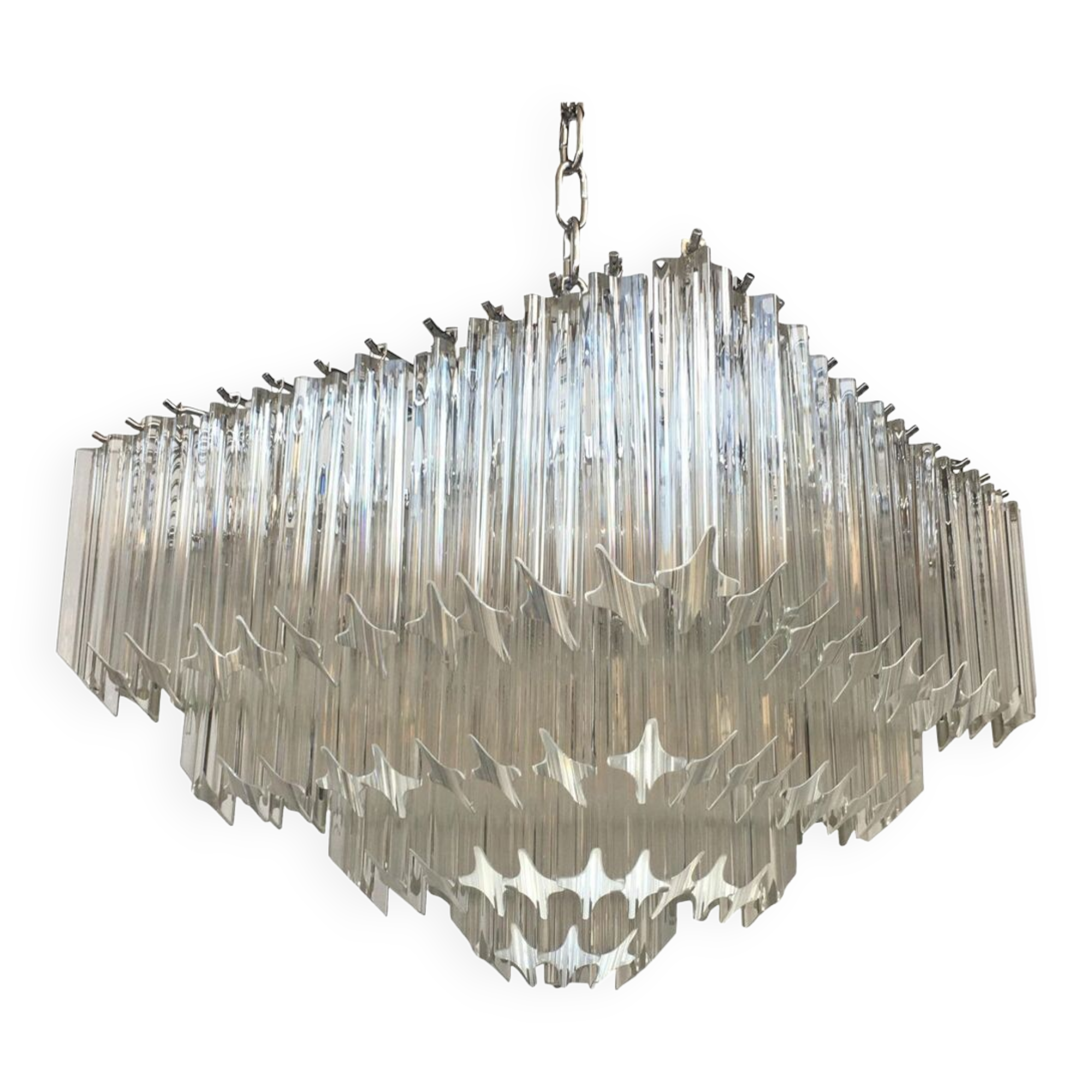 Clear quadriedro murano glass squared chandelier