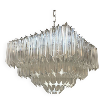 Clear quadriedro murano glass squared chandelier