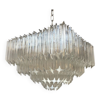 Lustre carré en verre quadriedro murano clair