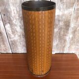 Boiled cardboard umbrella stand + brass strapping + vintage interior tray #a312