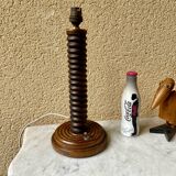 Vintage turned wooden lamp from the 1960s in the style of Charles Dudouyt.