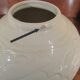 ART DECO cracked earthenware vase white Ecru St. CLEMENT bird series