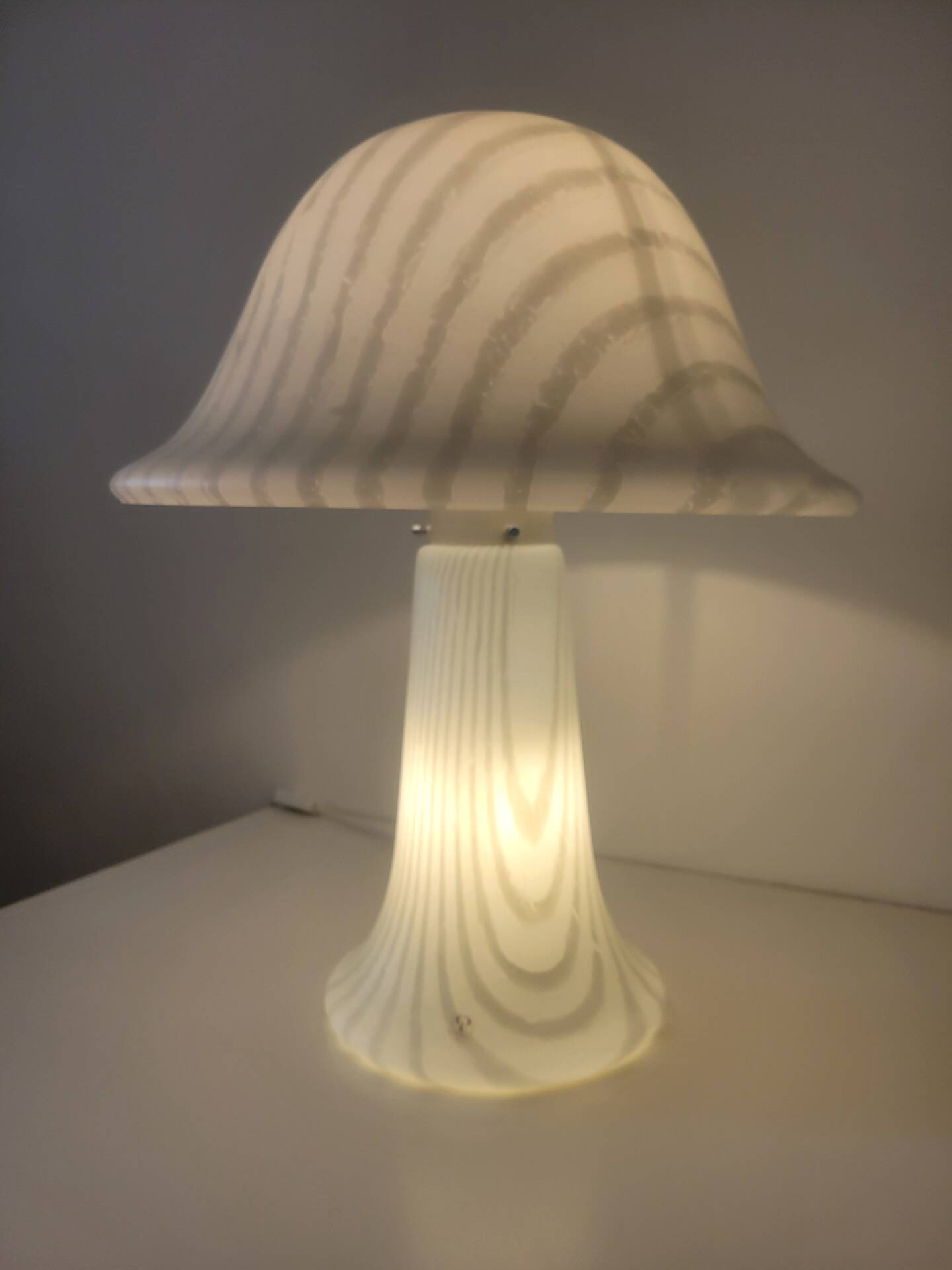 Large mushroom lamp by Peill & Putzler in zebra glass