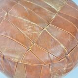 Vintage leather patchwork pouf, 1970