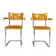 Fauteuils tubulaires fonctionnalistes de Kovona, bois et chrome, Tchécoslovaquie, années 1950