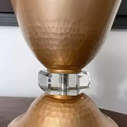 Art Deco table lamp hammered copper basin and crystal, france 1930 vintage