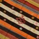 Tapis kilim vintage turc rayé multicolore à motifs géométriques, 190x320 cm