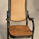 Bentwood cane armchair with mechanism and footrest