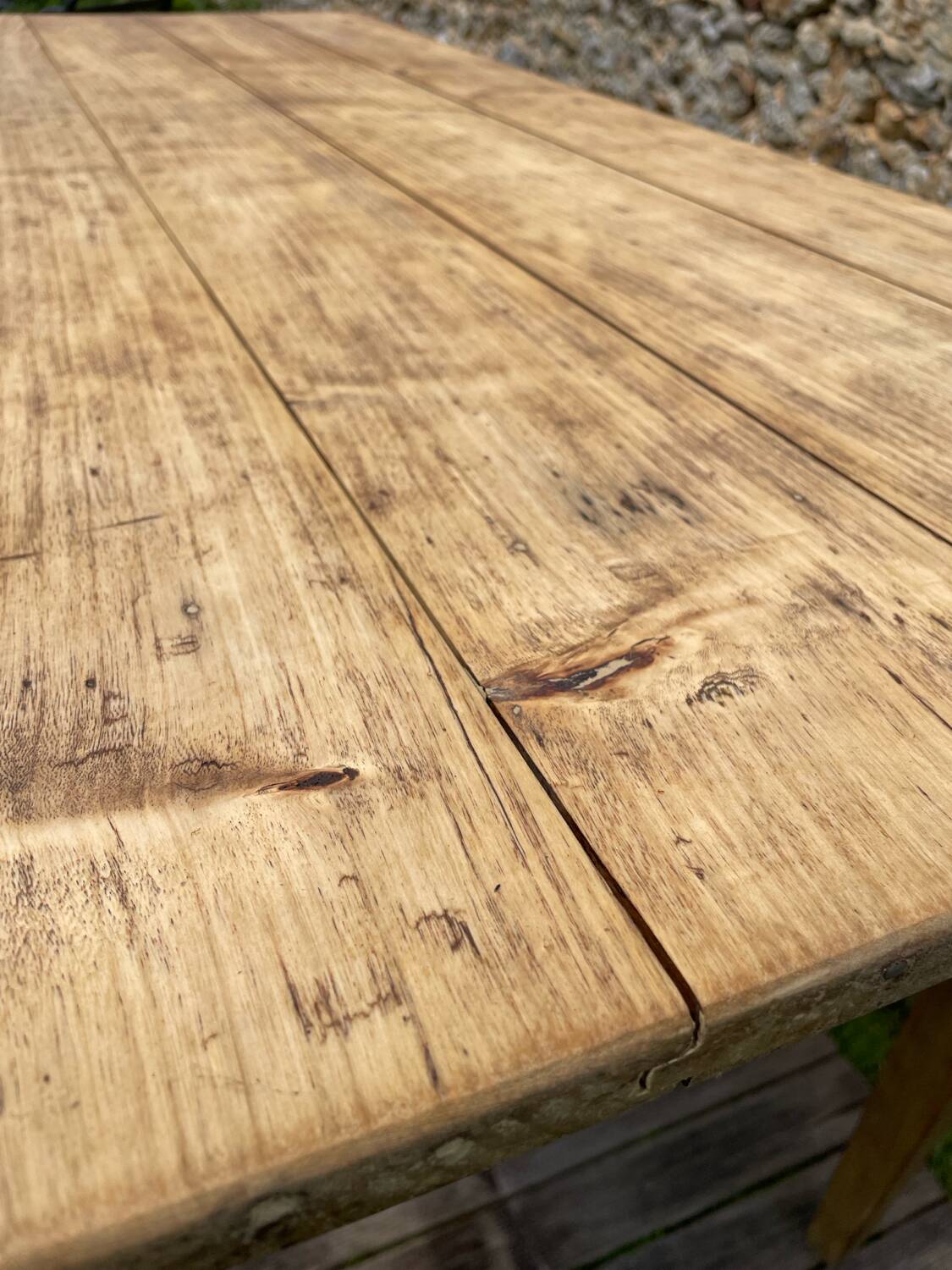 Old light wood farm table