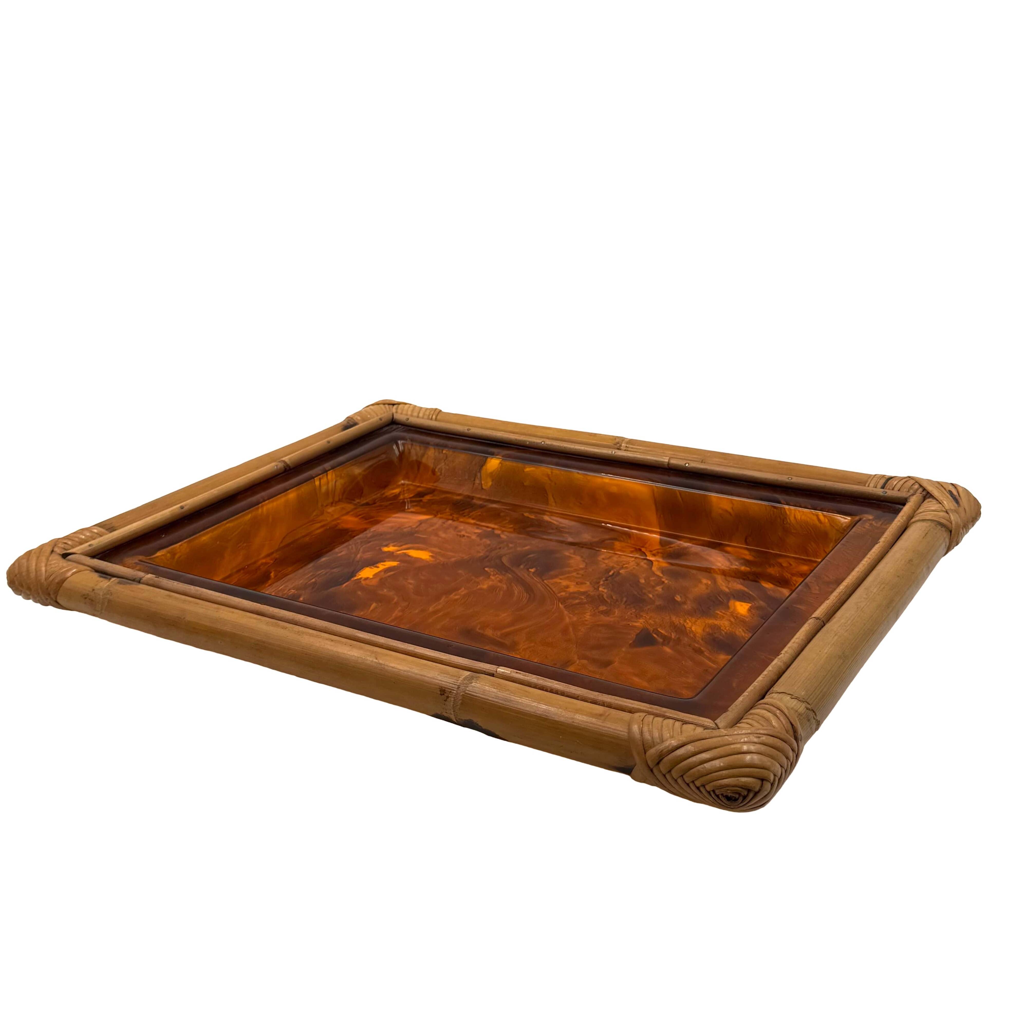 Hollywood regency bamboo tray, Italy 1970s