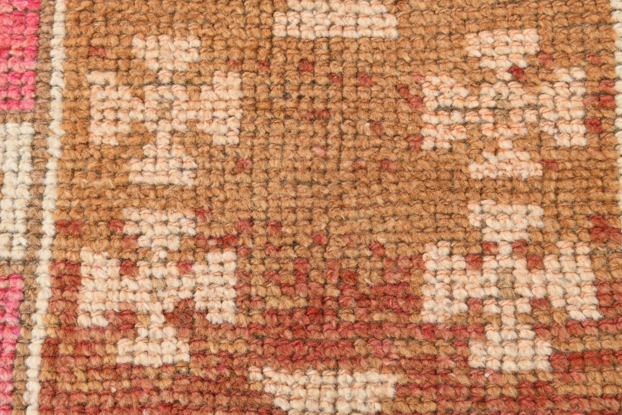 3x11 Faded Pink & Brown Vintage Runner Rug,