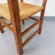 Suite de 2 fauteuils brutalistes vintage en bois de chêne et paille