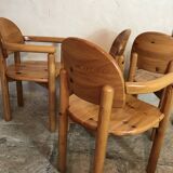Set of 4 solid pine seats by Rainer Daumiller