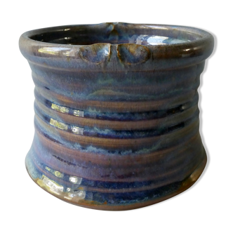 Enamelled sandstone pot cover by Alain Magne, the Borne