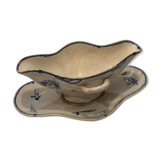 Gien earthenware saucière, Marines collection