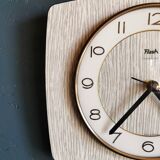Vintage formica clock silent rectangular wall clock "Flash gray white"