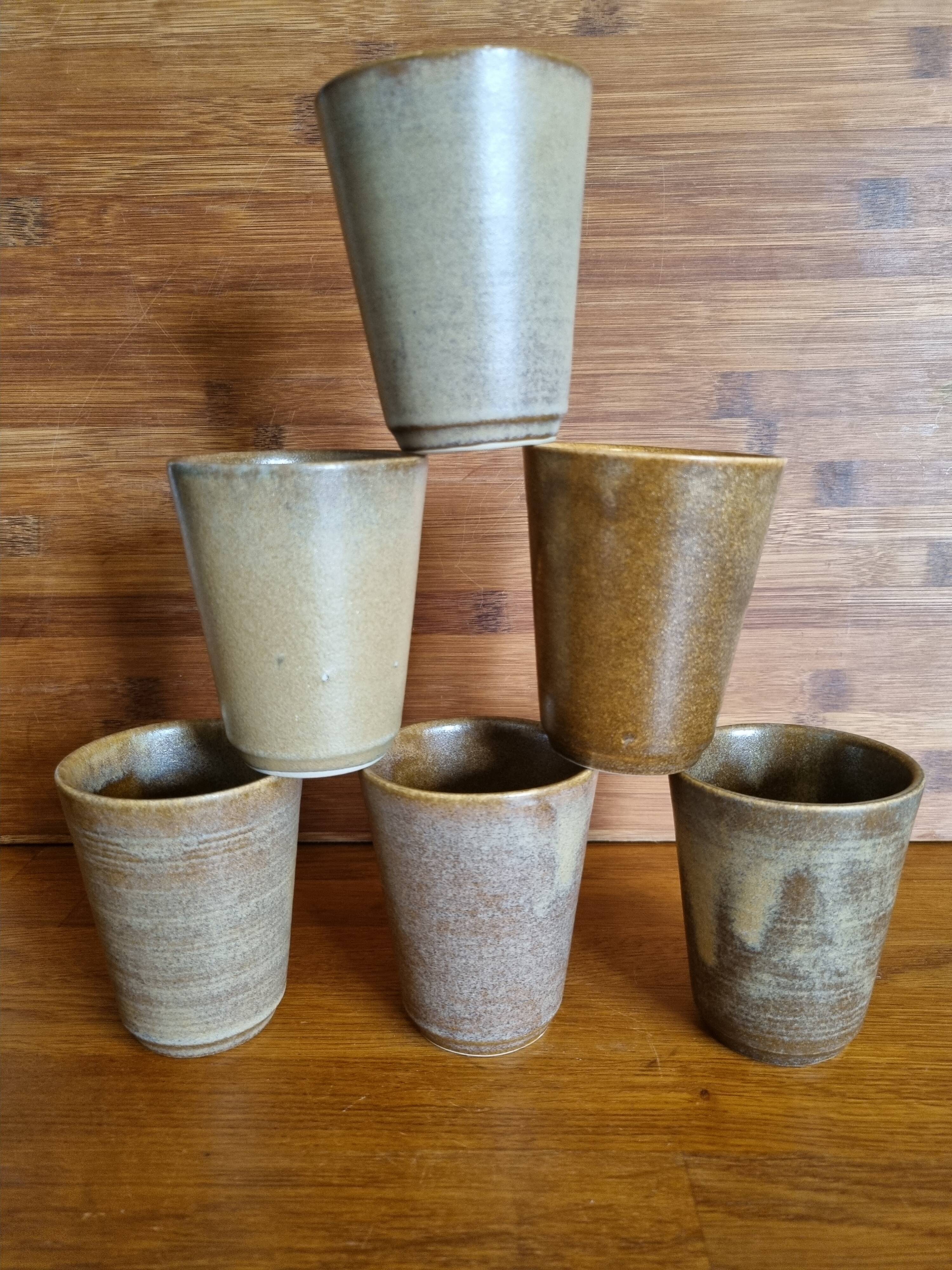 Set of 6 stoneware cups from Digoin.