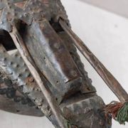 Antique African mask, carved wood and metal plates, Marka Mali