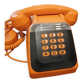 Telephone socotel orange marron 1970 clavier