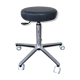 Stool on metal stand in star on wheels sitting round padded skaï bluish