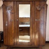 1950s linen wardrobe, shelves, central mirror