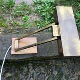 Bauhaus desk lamp gilded brass and teak