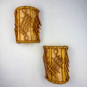 Pair of mid-century rattan wall sconces, circa 1970s, Italy