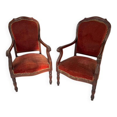 Paire de fauteuils Louis Philippe en acajou massif