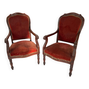 Paire de fauteuils Louis Philippe en acajou massif