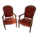 Pair of Louis Philippe armchairs in solid mahogany