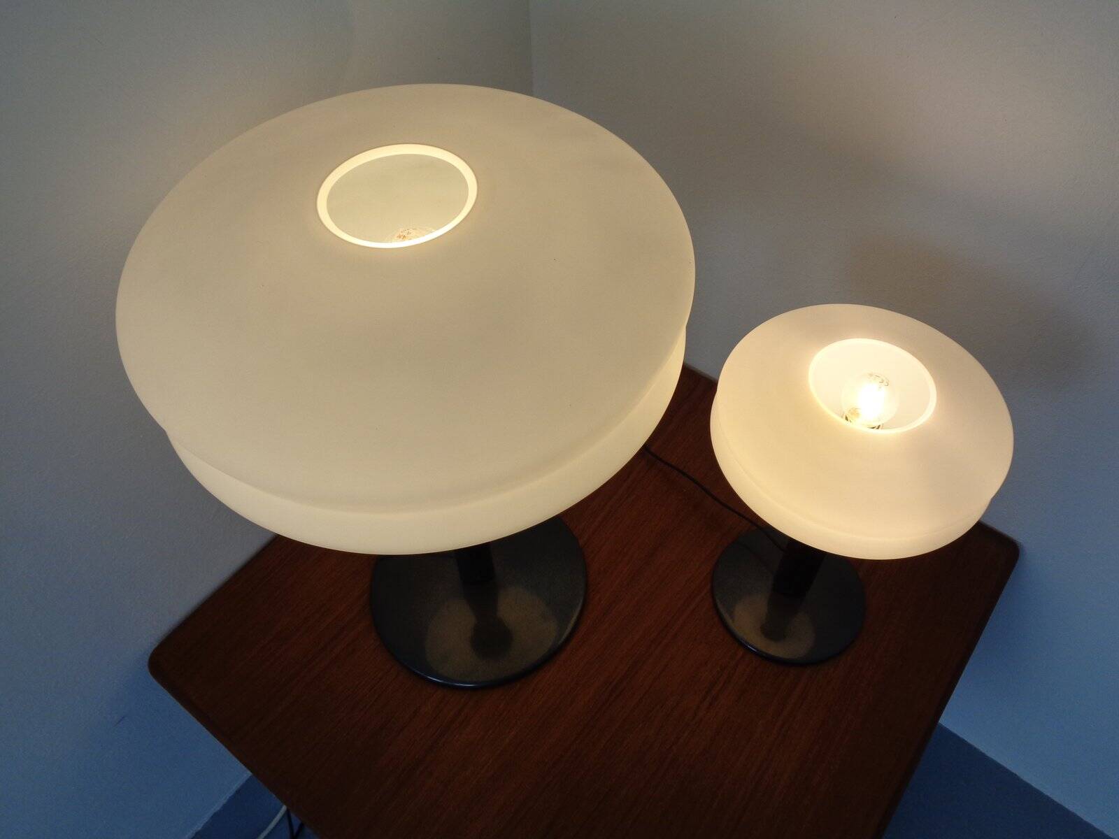 Italian Opal Glass Lamps by Stefano Marcato, Set of 2