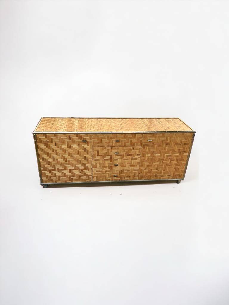 Beautiful Vintage Bamboo Sideboard in Gabriella Crespi style, Italy Circa 1970