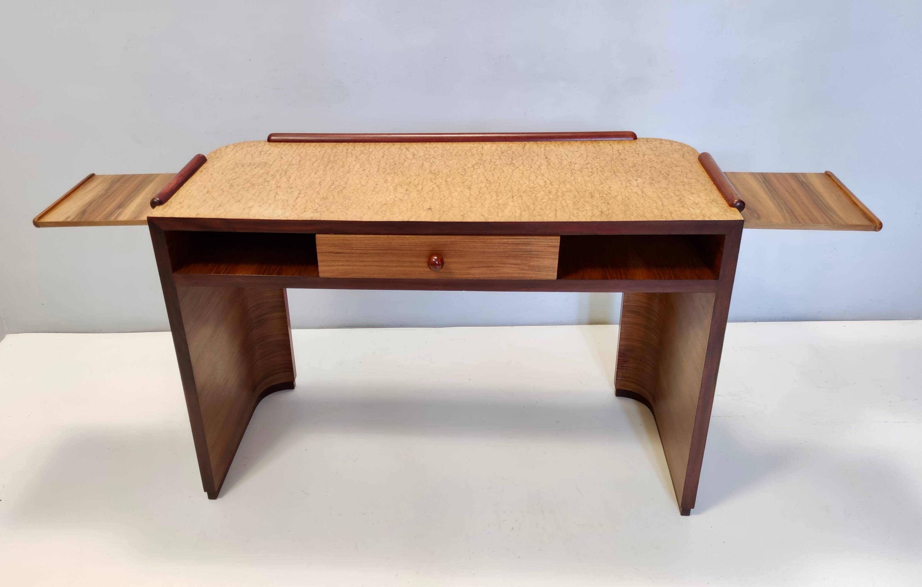 Art Deco desk in walnut, birch and beech, Brianza, Italy